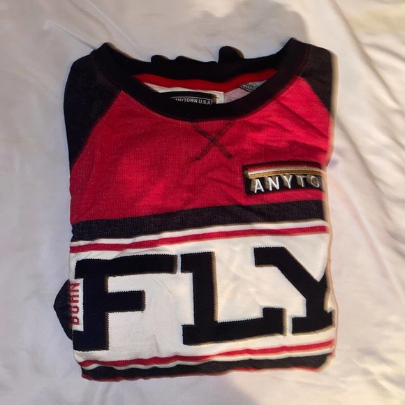 Born Fly Anytown‎ Sweatshirt Size Large Multicolor Graphic black Red White - Picture 9 of 10